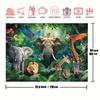 Большой настенный гобелен с животными джунглей 82,6"x59", Настенное искусство с изображением слона, льва, жирафа из тропического леса для вечеринки и фотофона