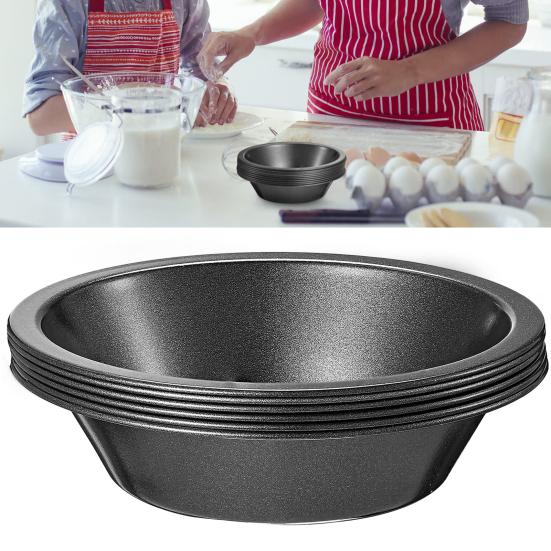 6Pcs 5-inch Mini Pie Pan Nonstick Food Grade Carbon Steel Dishwasher Oven Safe Round Baking Dessert Cake Tart Dish Plate Kitchen Supplies