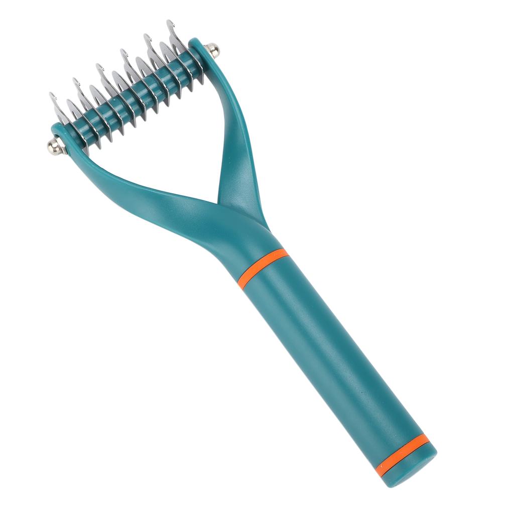 Pet Hair Removal Rake Y Shaped Double Sides Pet Under Hair Rake Comb Dog Dematting ToolsL Dark Green