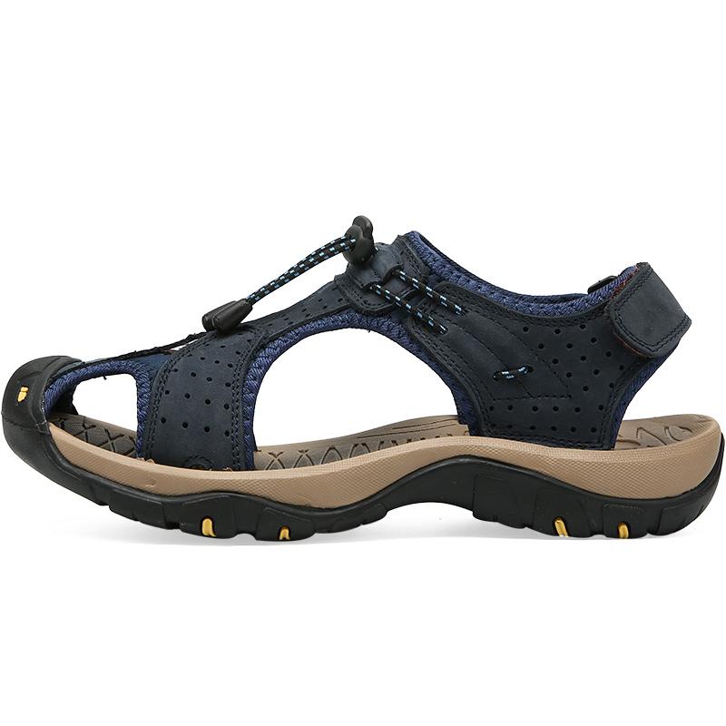 Мужские повседневные сандалии, кожаная обувь, летняя пляжная обувь, обувь для прогулок, большие размеры 38-48