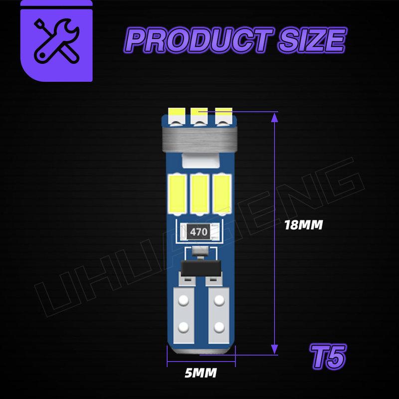 UHUASENG 8PCS Led T5 9SMD Non Polar Bulb W3W 3014 74 Warning Indicator Dashboard Plate Panel Car trument Light Signal Lamp