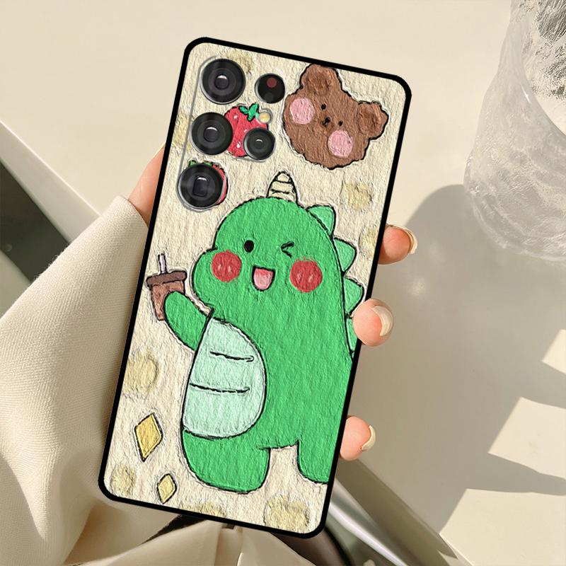 Кавайные Кролики Медведи Корейская масляная живопись Чехол для Samsung Galaxy S22 S21 Ultra Note 20 S8 S9 S10 Note 10 Plus S20 FE S21 FE Чехол