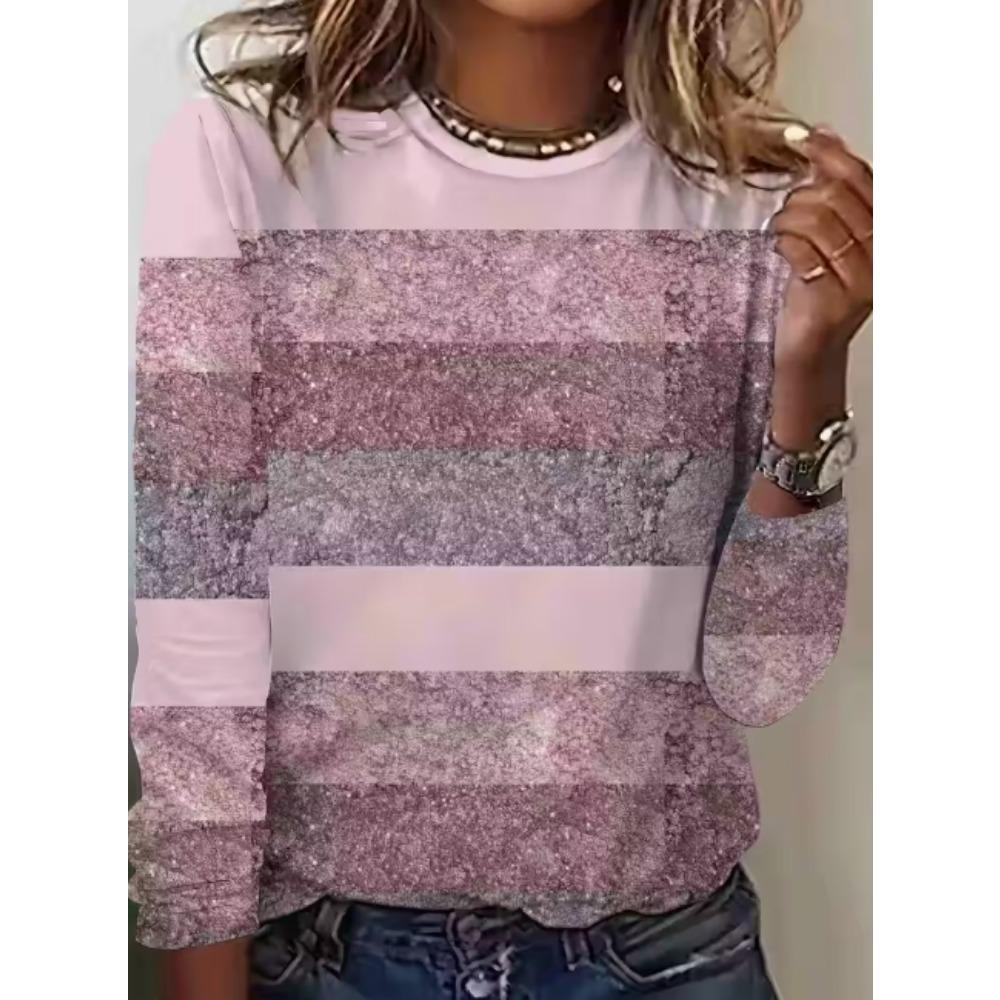 Женская футболка повседневная с длинным рукавом в полоску с принтом круглый вырез женская одежда оверсайз уличная винтажная футболка