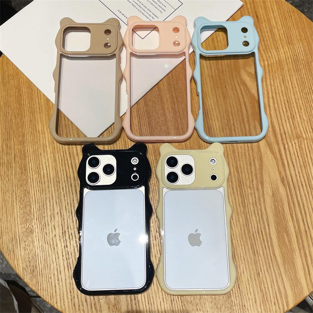 3D Чехол для телефона с ушками кошки, прозрачный, из PC+TPU, для iPhone 17 Pro Max 16 15 14 13, противоударный, прозрачная защитная задняя крышка