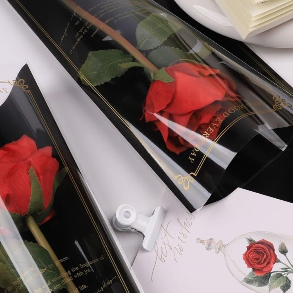50pcs Transparent Single Rose Sleeves Waterproof Bouquet Packaging Sleeve Anniversary