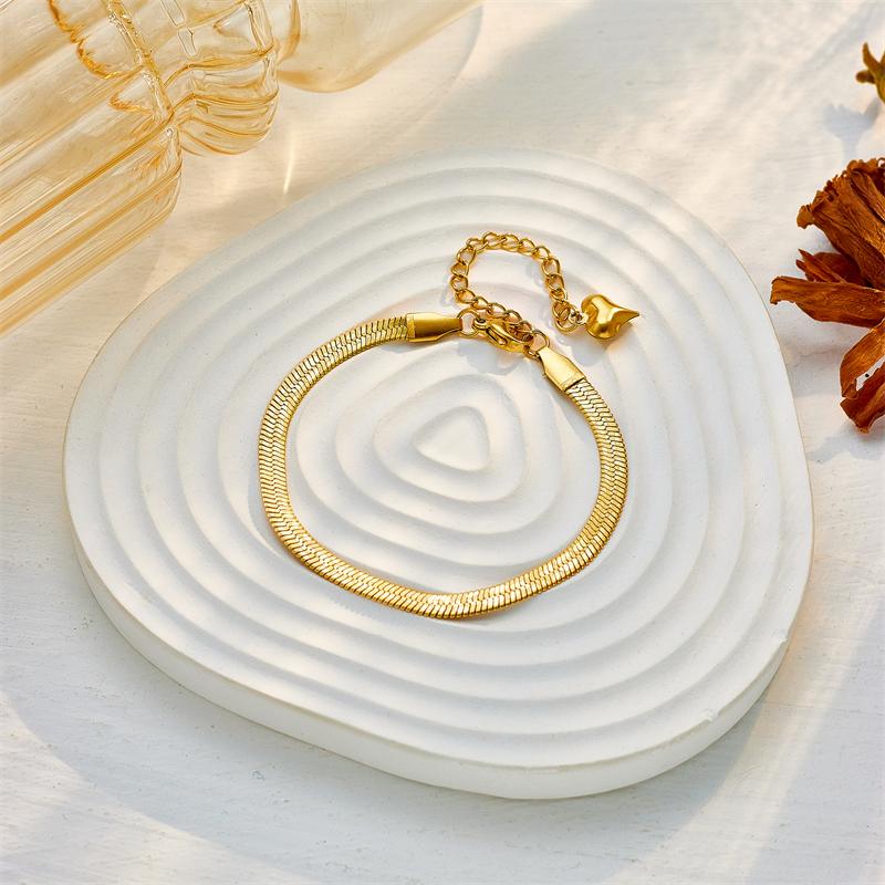 DIEYURO 316L Stainless Steel Gold Snake Chain Necklace Bracelets For Women Girl New Waterproof Jewelry Set Wedding Gift