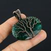 Double Tree Of Life Lab-Created Emerald Gemstone Copper Wire Wrap Handmade Pendant Jewelry For Gift