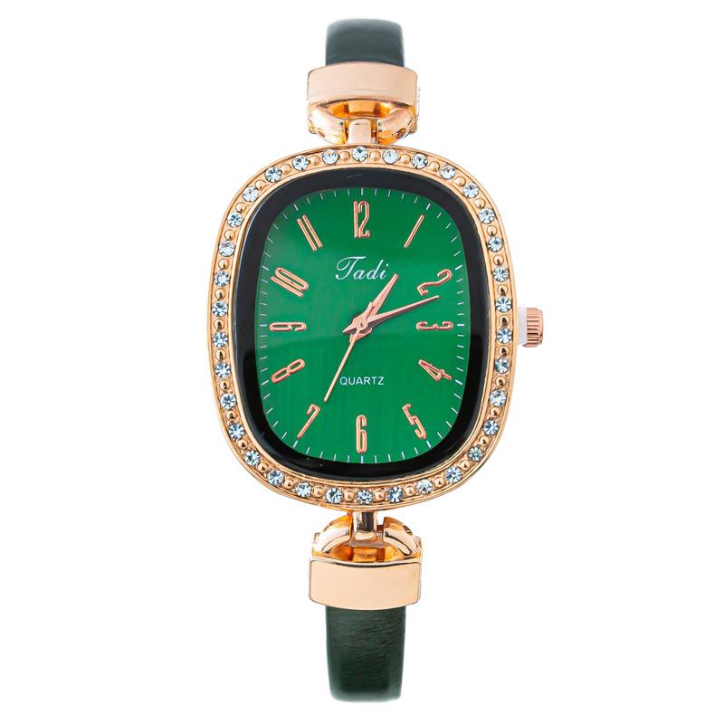 Горячая Распродажа Женские Часы с Бриллиантовой Инкрустацией Женские Часы Ремень Овальные Кварцевые Часы