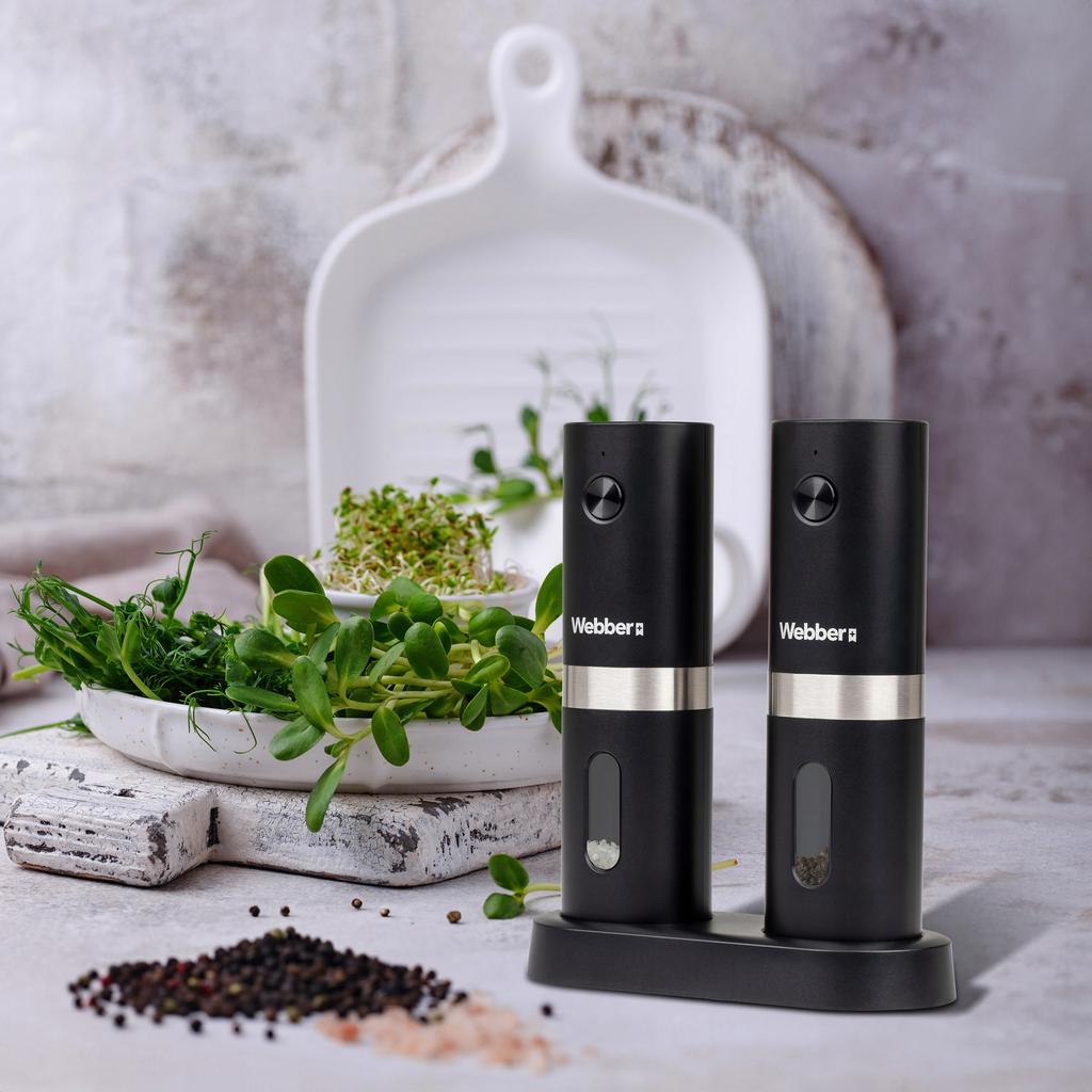 Webber Premium Electric Battery-Pepper And Salt Grinder Usb 2 Pcs