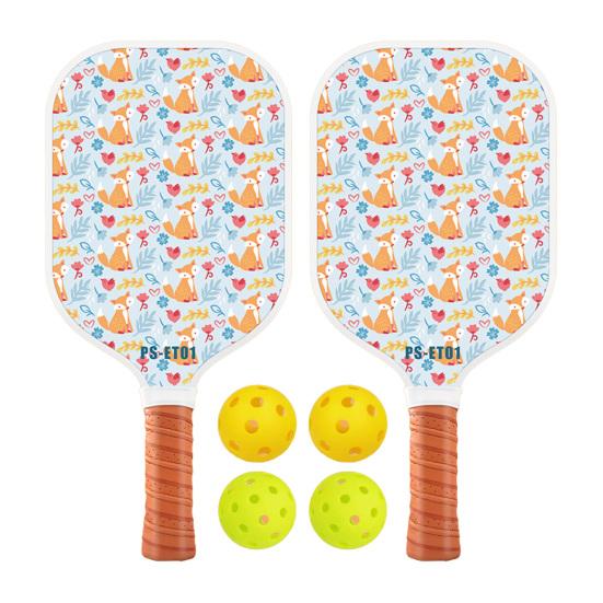 Набор для игры в пиклбол с ячеистым сердечником из стекловолокна и 4 мячами, эргономичная рукоятка