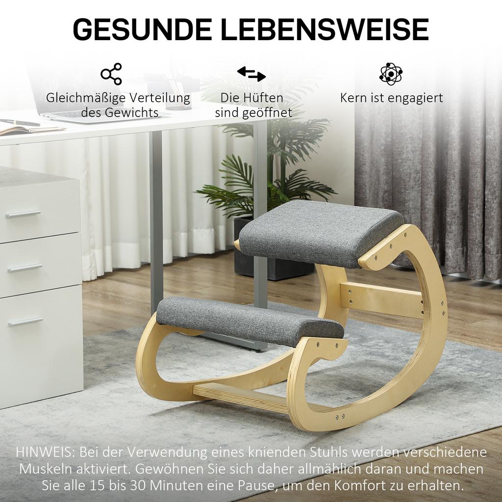 Ergonomic Rocking Knee Stool For Home Office To Improve Posture Gray