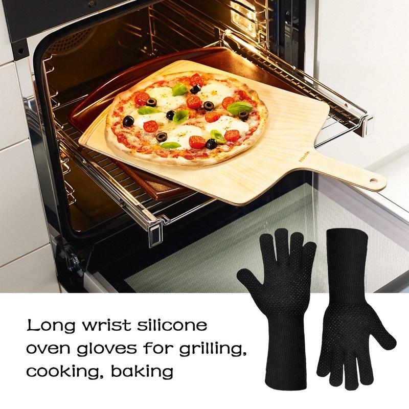 Силиконовые кухонные перчатки для гриля, прихватки для духовки с очень длинным запястьем, перчатки против ожогов, нескользящие перчатки для выпечки для домашних поваров