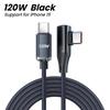 90-градусный угловой кабель USB C PD 120 Вт кабель быстрой зарядки типа C для iPhone 15 Pro Max Samsung Xiaomi зарядное устройство шнур передачи данных