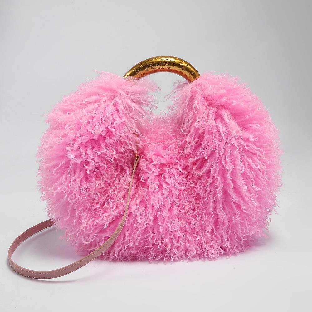 Y2k Fluffy Crossbody bag Portable Fluffy Tote Bag Retro Fuzzy Fur Handbag Party