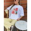 Western Style Fashion Casual Loose Print Round Neck Short Sleeve Cotton T-shirt Top Printed T-shirt Top