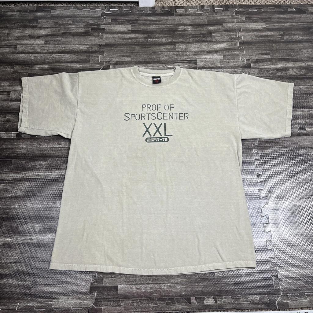 Винтажная футболка Sportscenter 90-х Бежевая XL VTG Унисекс Спортивная Повседневная