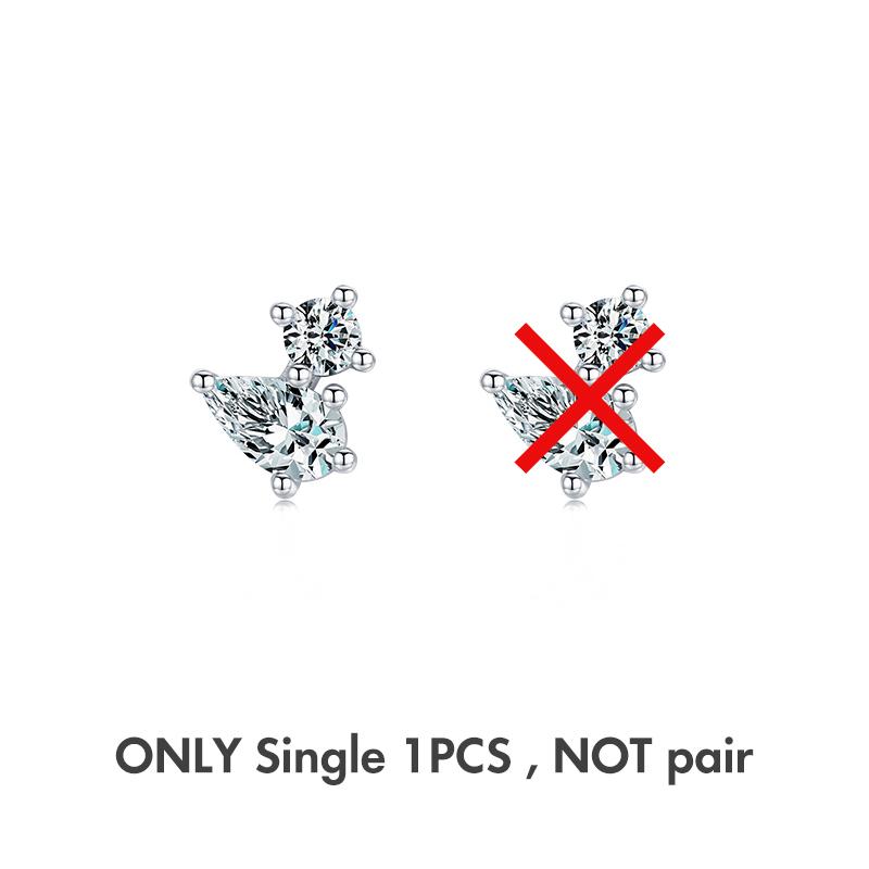 Modian 1 Piece Gold Geometric Shape Stud Earring 925 Silver Sparkling Clear CZ Earrings For Women Collocation Jewelry
