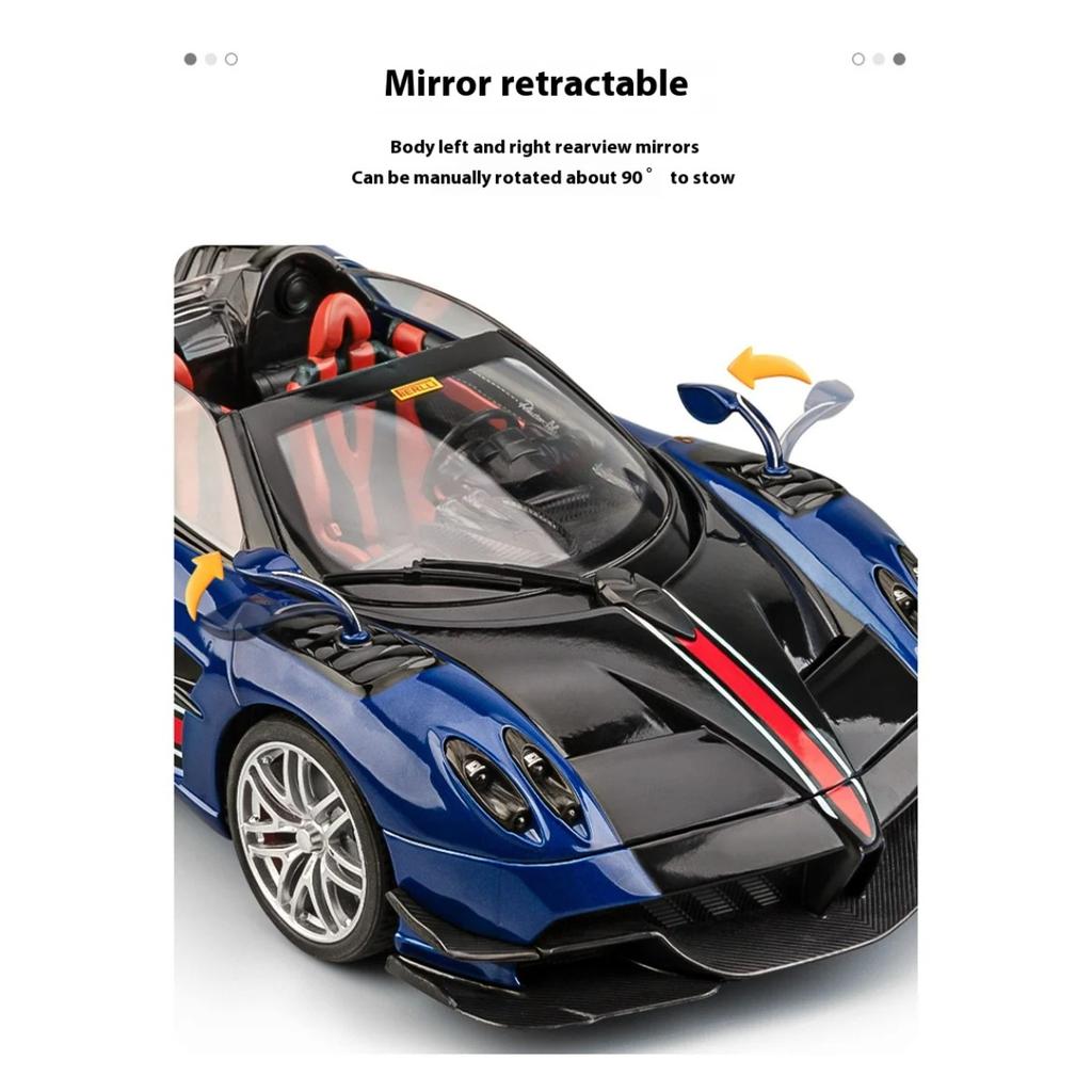1/18 Модель спортивного автомобиля Pagani Huayra Cool из сплава, Имитация деталей интерьера, Крутое освещение и звуковые эффекты, Изысканные настольные украшения