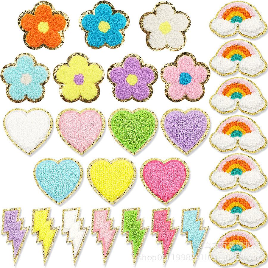 Cross-Border Smiley Face Embroidery Cloth Sticker Towel Embroidery Lightning Patch Sticker Ironing Greet Computer Embroidery Chapter Boy Love Sticker