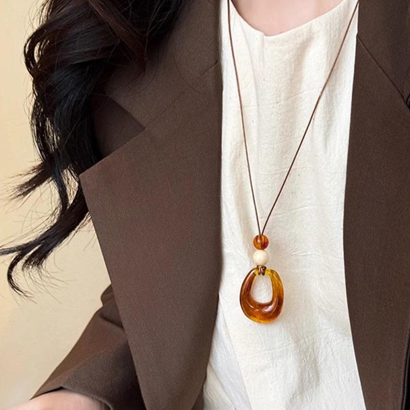 Корейское минималистичное геометрическое ожерелье с длинной подвеской для женщин, регулируемое, универсальное, модный аксессуар