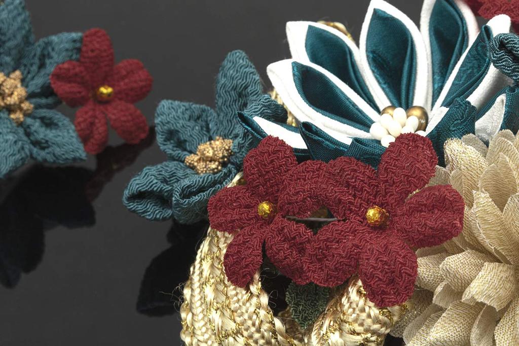 Hair Ornament Graduation Ceremony Coming of Age Ceremony 2 Piece Set Green Chrysanthemum Ping Pong Mom Corsage Ribbon Braid Crepe Tassel Decoration