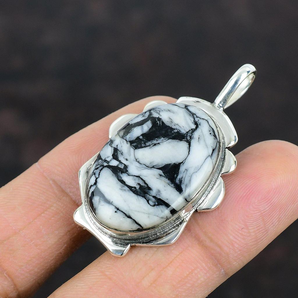 Подвеска Pinolith Jasper, оригинальный кулон из драгоценного камня, дизайнерское украшение ручной работы, кулон из стерлингового серебра 925 пробы, уникальный стиль, кулон, подарок для друга