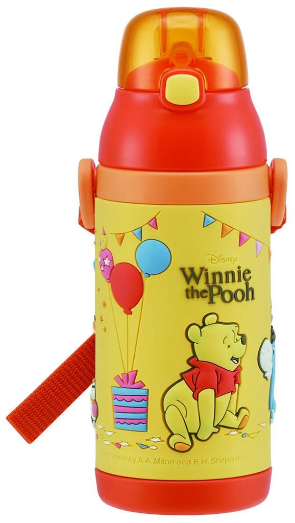 Skater Stainless Steel Water with 3D Winnie the Pooh Disney Children's Bottle, 380ml, Straw, Design, SSPV4,
