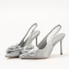 Fashion Elegant Satin Flower Designer Heels Women Sexy Pointy Toe Thin Heeled Sandals Fashion Slingback Party Dress Shoes Women Pumps