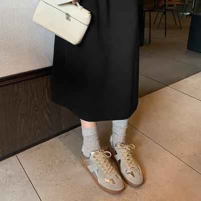 ~ Серебряные туфли на плоской подошве из старой коровьей кожи, ретро, повседневные, спортивные, для улицы, для студенток