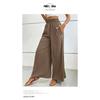 High-waist Casual Simple Solid Color Elastic Waist Loose Wide-leg Pants