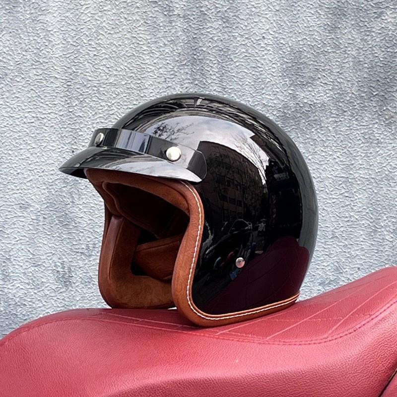 Vintage Style 3/4 Open Face Motorcycle Helmet With Visor ABS Certified Men Women All Season Use