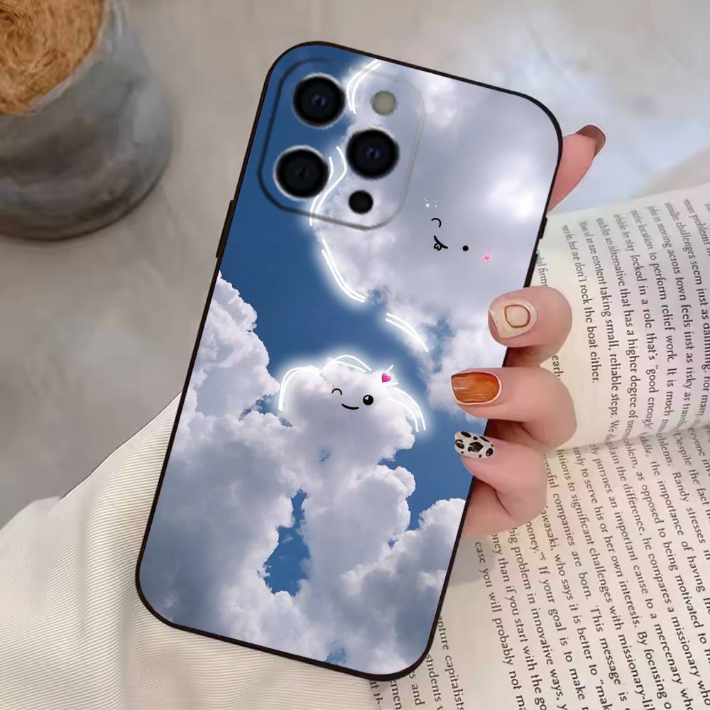 Simple Cloud Letters Pattern Phone Case Silicone Soft For IPhone 17 16 15 14 13 12 11 X XR Plus Pro Max Plus