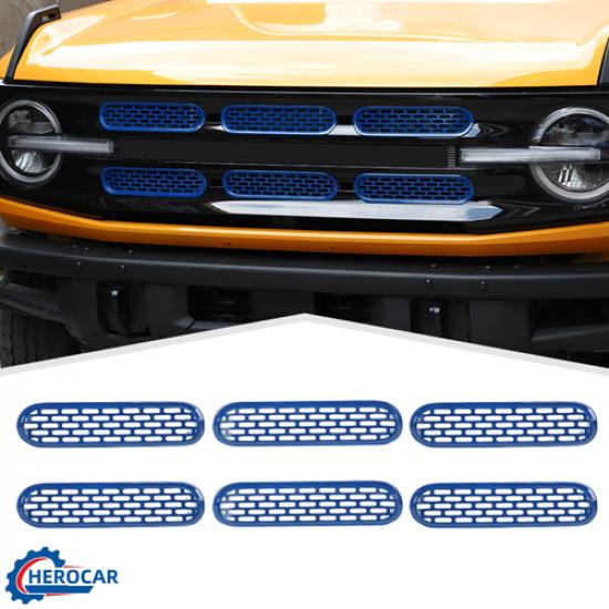 6 Pack Front Grille Mesh erts Trim Cover For Ford Bronco 2/4 Door Blue +