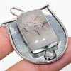 Black Rutile, White Topaz 925 Sterling Silver Jewelry Pendant 1.81" I8g13