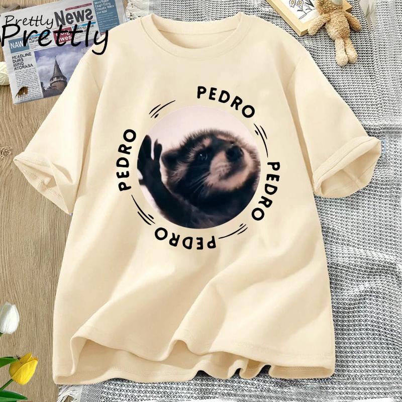 Pedro Dancing Raccoon T Shirt Unisex Unisex Funny Trash Panda Meme T-Shirt Casual Short Sleeve Animal Tshirt Cotton Unisex's Clothes