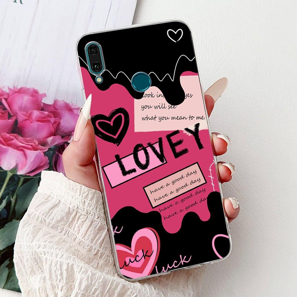 Clear For Huawei Y9 2019 Case Cover Cute Fashion Flowers Funny Cool Painted Soft Phone Case For Huawei JKM-LX1 JKM-LX2 JKM-LX3