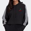 Adidas Укороченная толстовка Originals Color Block Casual Sports Hoodie Женские толстовки с капюшоном черного цвета GN3100