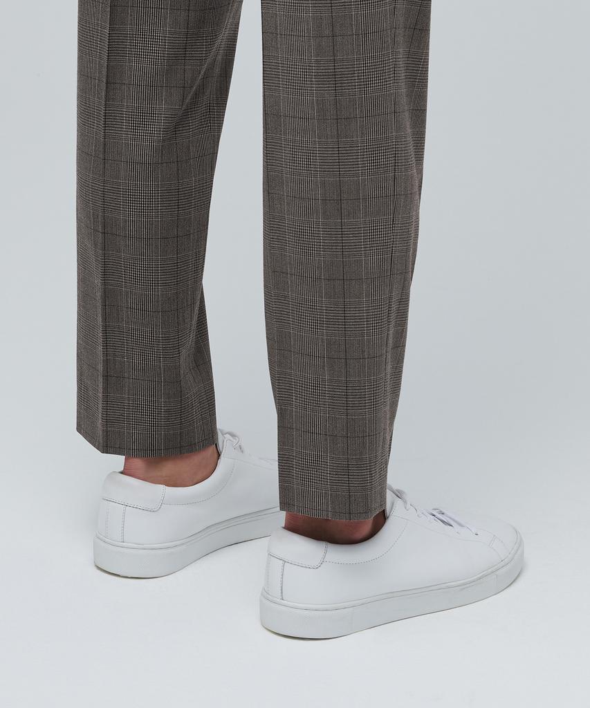 MUSINSA STANDARD Glen Check Tapered Hidden Banding Crop Slacks [Dark Beige]