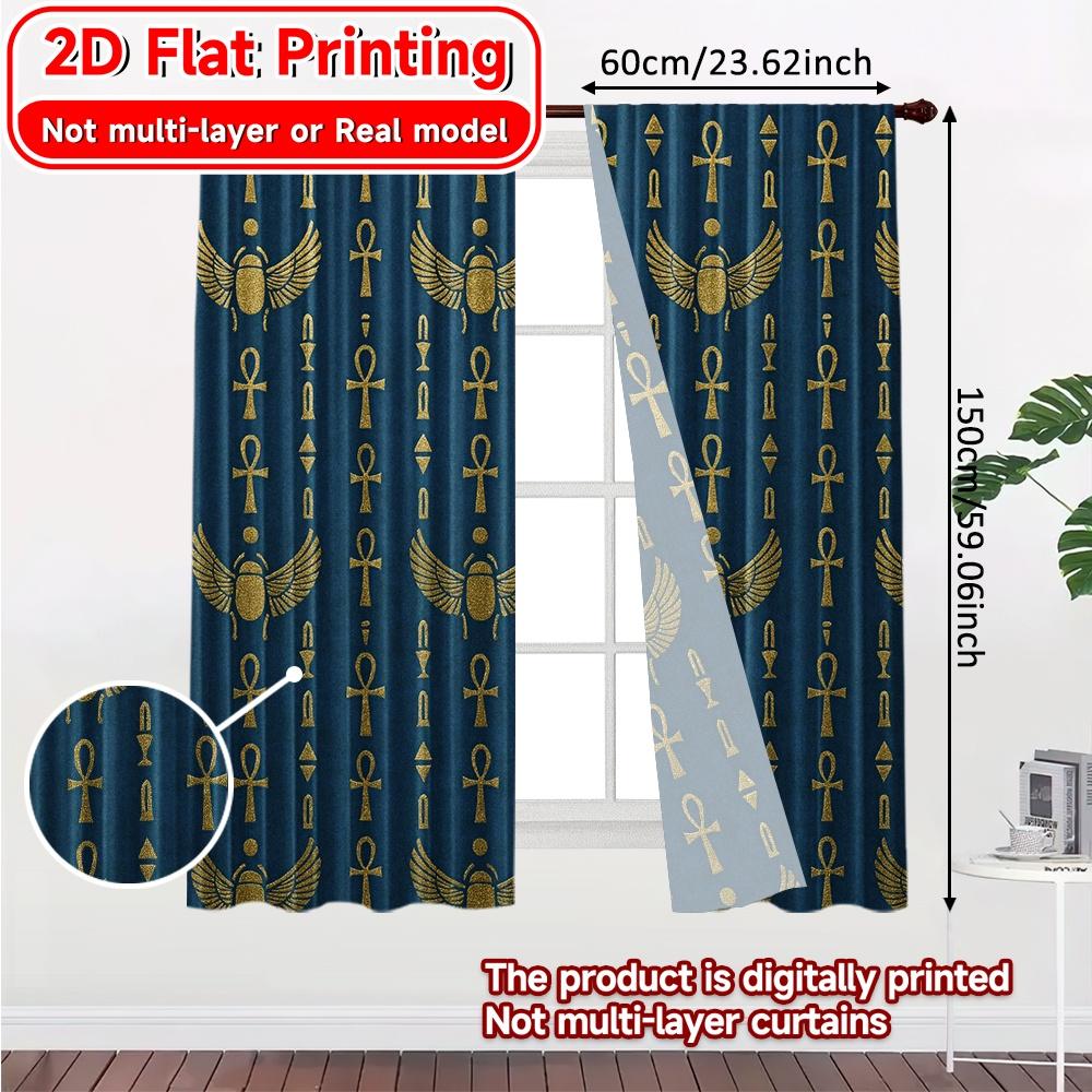 2D Flat Printing,2pcs Ancient Majesty Chic Minimalist Curtains Versatile 100% Polyester Curtains Home Decor Decorative for