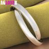 925 Sterling Silver Smooth Double Big Ring Bangle Bracelet Jewelry