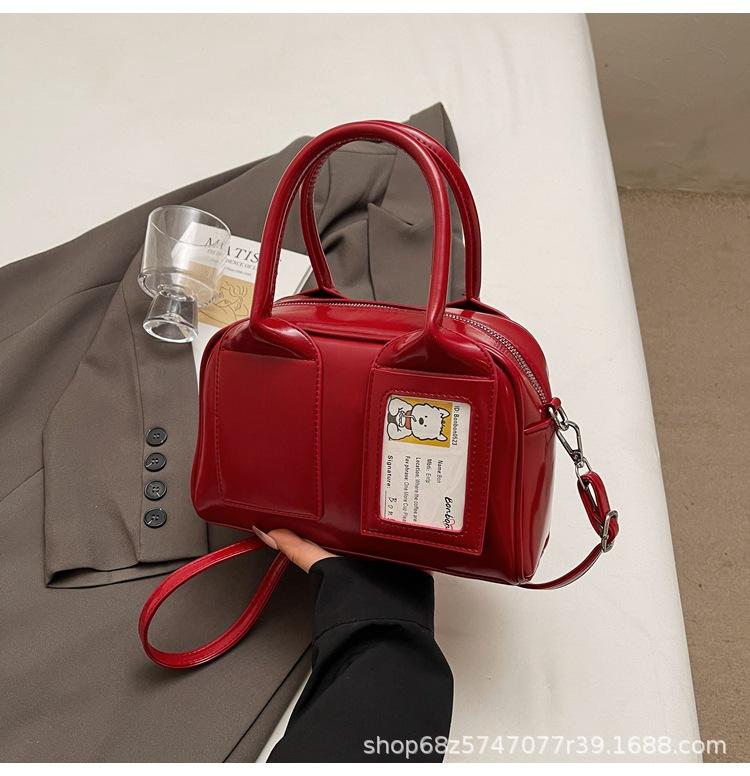 Frosted Retro Boston Bag Portable 2025 Early Spring New Fashion Niche Design Sense Large Capacity Messenger Bag