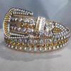 Women's Rhinestone Crystal Waist Belt for Jeans or Dress, European and American Style with Inlaid Rivets