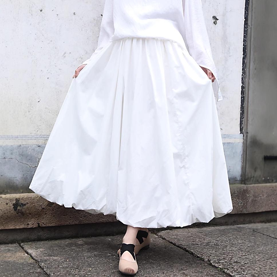 Handmade Heavy-Duty Puffy Cloud Ruffle Midi Skirt In Black and White