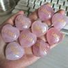 1Pcs Natural Stone Healing Ornament 30mm Rose Quartz Decoration Heart Shaped Engraved Energy Stone Halloween Christmas Gifts