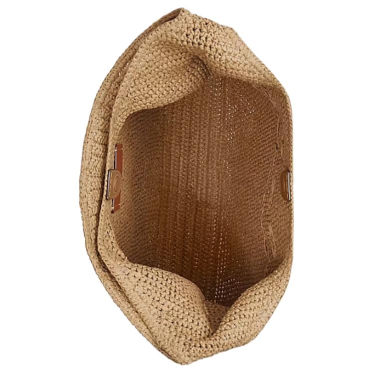 COACH Brooklyn Straw Woven Shoulder Bag Large Women's Beige CAL99-B4NA
