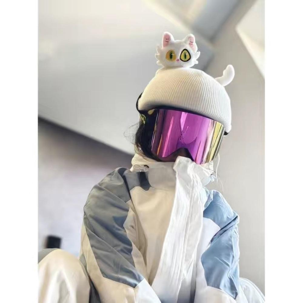 Ski Helmet Hat Cover Cute Cartoon Cat Ears Baby Same Single and Double Board Battery Helmet Cover Unisex