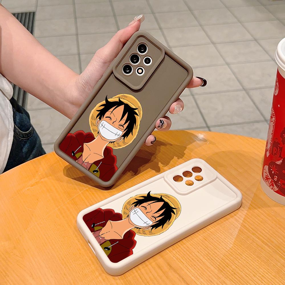 Cartoon Cute Anime Luffy Square Phone Cover for Realme OPPO Reno VIVO Infinix Tecno Oneplus Full Cover Camera Shockproof Protection Rubber Case