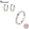 BAMOER Genuine 925 Sterling Silver Heart Rainbow Love Pattern Jewelry Set Rings Stud Earrings Wedding Jewelry