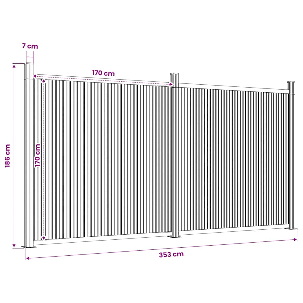 Fence Panel Brown 353 x 186 cm WPC