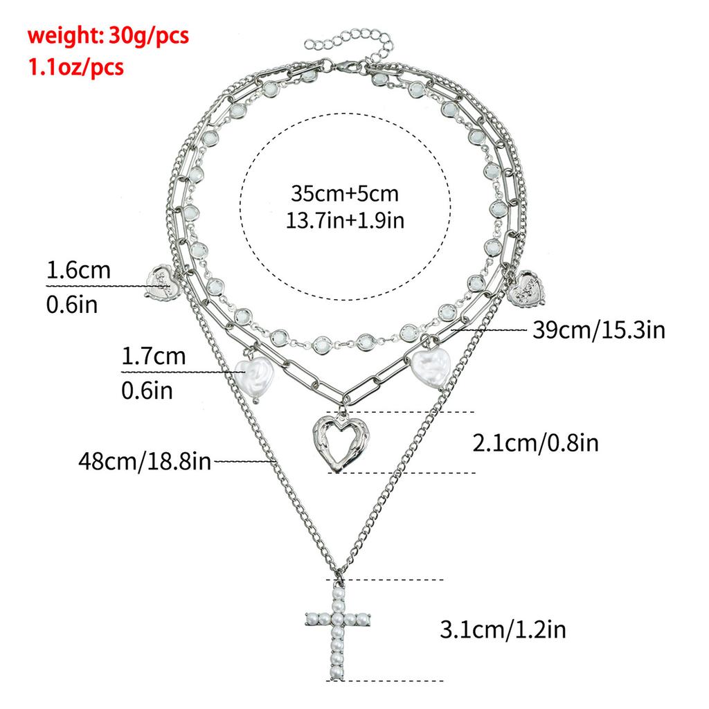Винтажное ожерелье Y2K с подвесками в виде креста и сердца, модная цепочка для ключиц из сплава, шейное украшение для женщин, крутых девушек